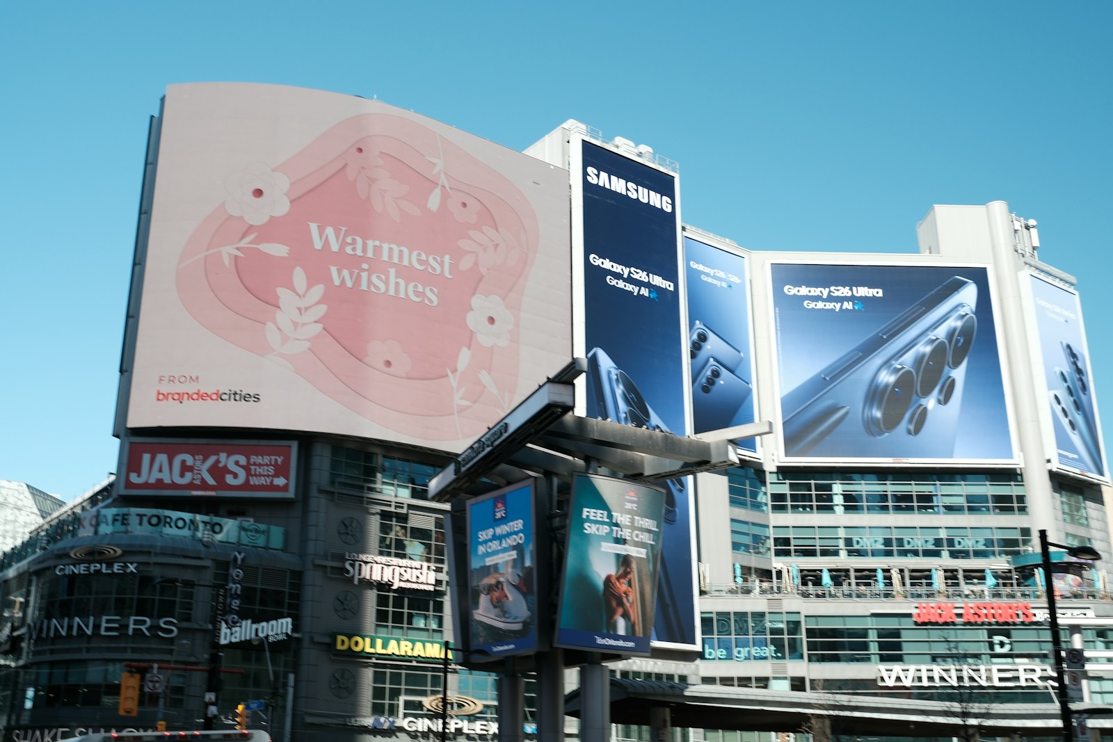 Digital billboards in a city