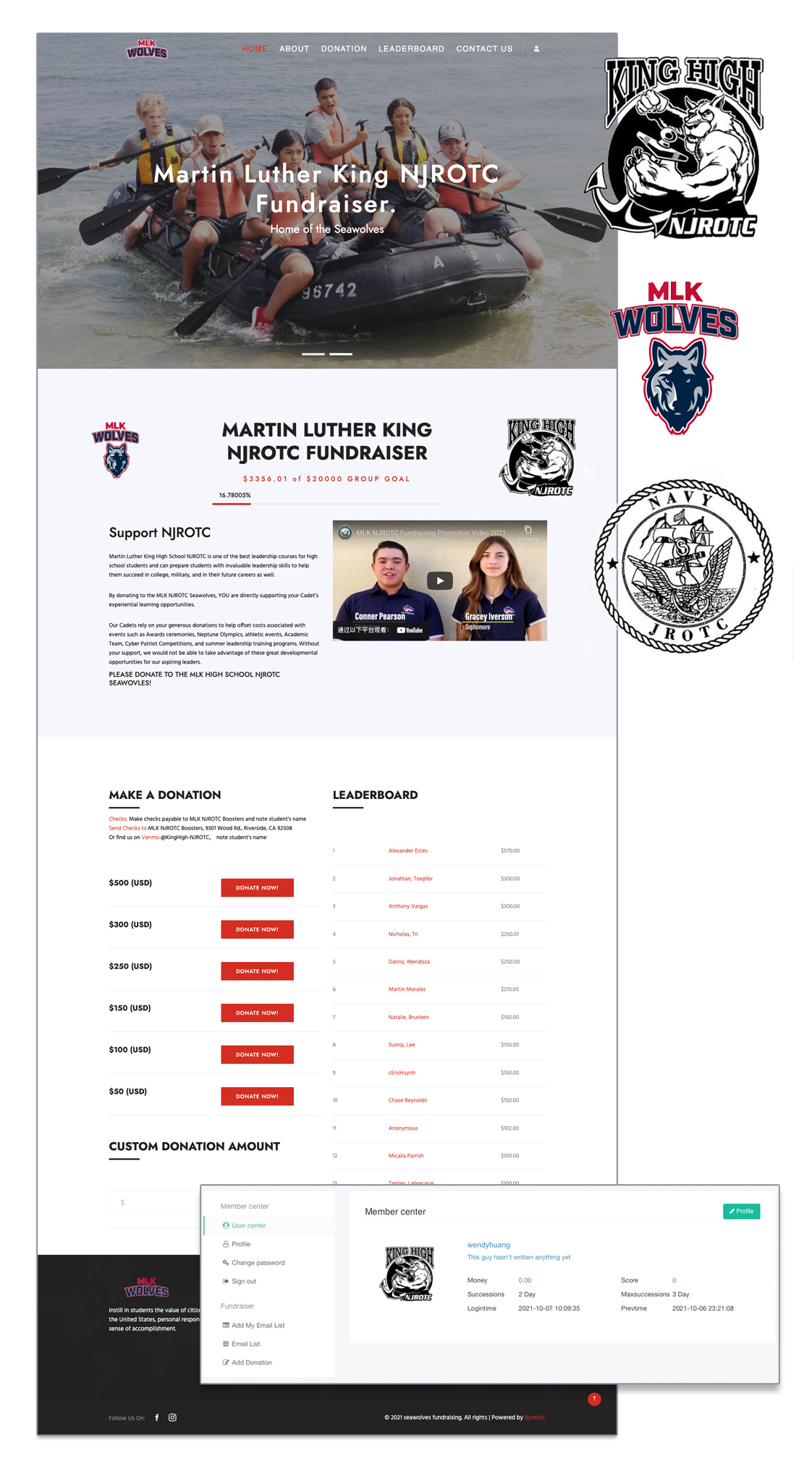 Martin Luther King NJROTC Fundraiser website